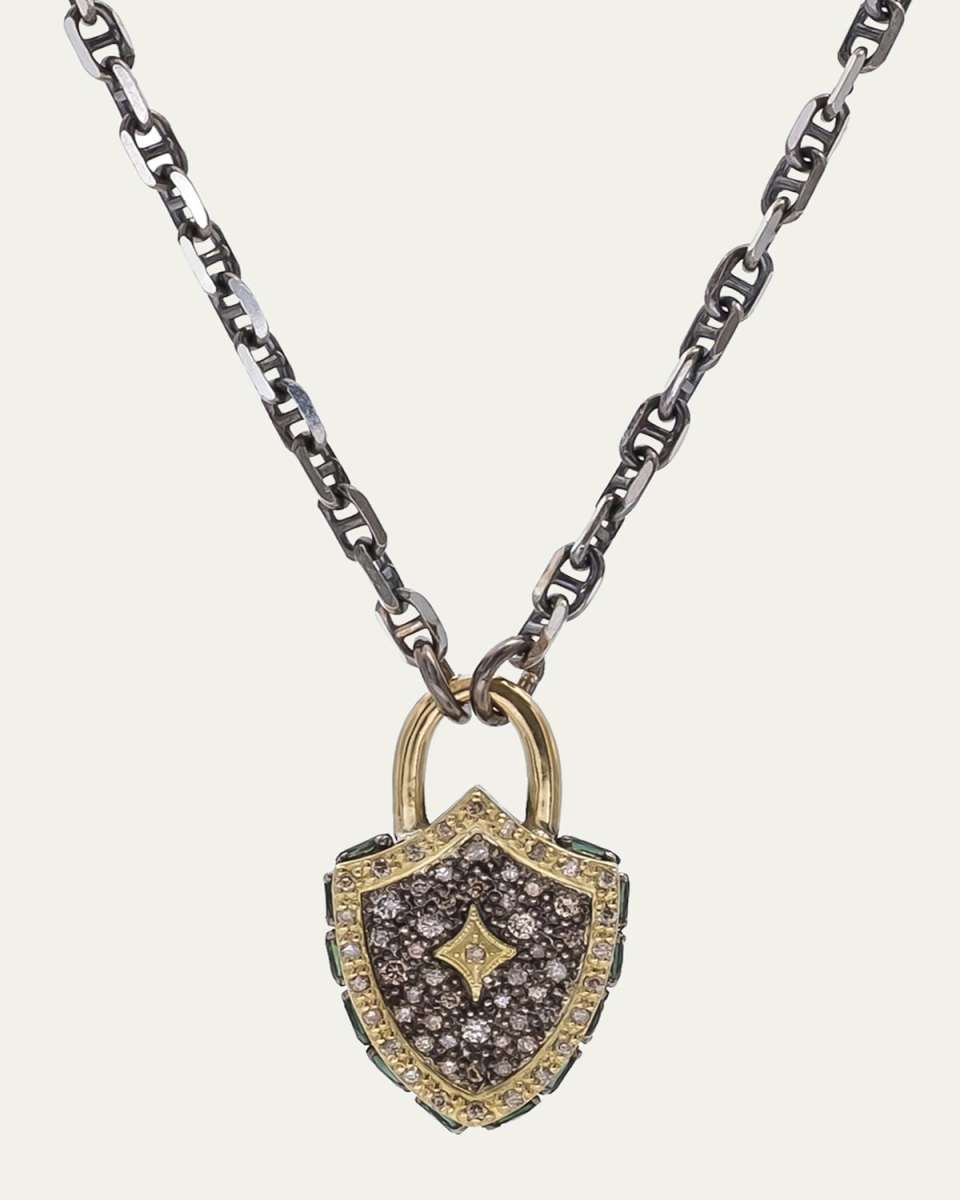 Old World Diamond Shield Pendant Necklace